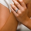 Sterling Silver CZ 9mm Round with Band Ring Set - Size 7