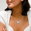 Sterling Silver CZ Butterfly Pendant Necklace - 16" + 2"