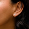 14K Gold Plated 1/10 CT. T.W. Diamond Flower Petal Studs