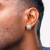 14K Gold Plated 1/20 CT. T.W. Diamond Round Edge Square Studs