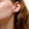 Sterling Silver CZ Red Heart Solitaire Studs