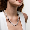 ​​​​​​​Sterling Silver CZ Puff Mariner Necklace - 20"