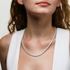 ​​​​​​​Sterling Silver CZ Oval and Round Tennis Necklace - 20"