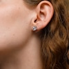 Sterling Silver CZ Square Bezel Solitaire Studs