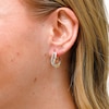 10K Gold Crystal Twisted Split Two-Tone Hoops