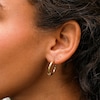 10K Hollow Gold Half Diamond-Cut Hoops