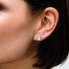 Sterling Silver CZ Round and Square Stacked Studs
