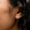 Sterling Silver CZ Marquise Three Stone Leaf Studs