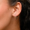 10K Gold Diamond Cut Heart Huggie Hoops