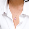 Sterling Silver Created Sapphire Halo Birthstone Pendant - 16" + 2"