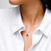 Sterling Silver Created Ruby and Created Sapphire Halo Birthstone Pendant - 16" + 2"