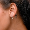 10K Gold CZ Heart Huggie Hoops