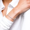 Sterling Silver CZ Alternating Blue and White Tennis Bracelet - 7.25"
