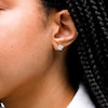 Sterling Silver CZ Square Halo Studs