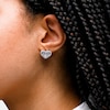 Sterling Silver Cz Baguette Heart Studs