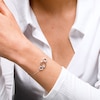 Sterling Silver CZ Hearts Cable Chain Bracelet - 8"