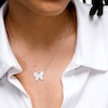 Sterling Silver CZ Butterfly Pendant - 16" + 2"