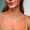 Solid Sterling Silver CZ Round Bezel Curb Chain - 18"