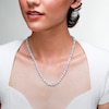 Sterling Silver CZ Round and Baguette Station Necklace - 20"
