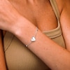 Sterling Silver CZ Heart and Bezel-Set Round Stone Bracelet - 7" + 1"