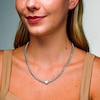 Solid Sterling Silver CZ Heart Bezel Curb Chain - 18"